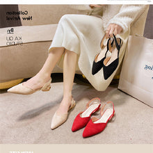 Load image into Gallery viewer, Women's Pointed-Toe Low-Heel Suede Sandals | Open-Back Slip-On | Black Red Beige
