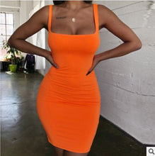 Load image into Gallery viewer, Candy Color Hip-Wrapped Sleeveless Strap Dress Women Dress