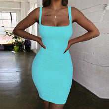 Load image into Gallery viewer, Candy Color Hip-Wrapped Sleeveless Strap Dress Women Dress