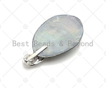 Load image into Gallery viewer, Large Natual Abalone Shell Pendant, Focal Puffy Abalone Pendant Silver Gold Finish with Pearl, Focal Abalone Charm, sku#R39