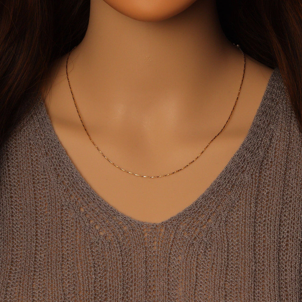 Dainty Gold Twisted thin Adjustable Necklace, Sku#LD487ld588
