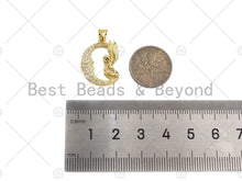 Load image into Gallery viewer, CZ Micro Pave Angle On Cresent Moon Pendant/Charm,Cubic Zirconia Charm, Necklace Bracelet Charm Pendant,16x20mm, Sku#JL17