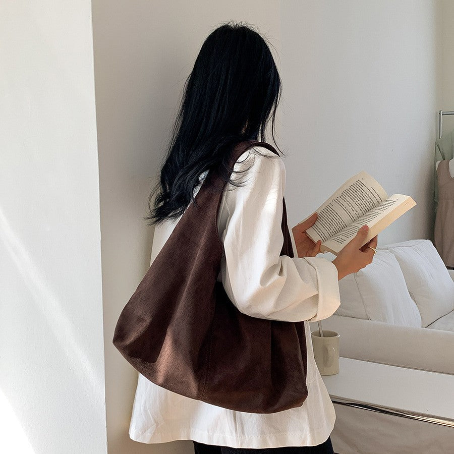 Women's Retro Suede Velvet Dumpling Shoulder Bag | Patchwork Crossbody Handbag