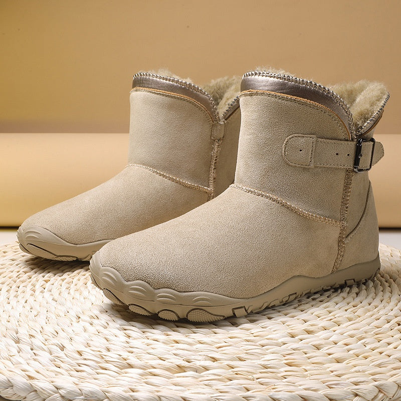 Women's Flat Ankle Boots | Non-Slip Suede Casual Buckle Boots | Sizes 35–46