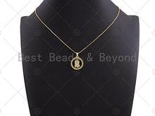 Load image into Gallery viewer, CZ Micro Pave Enamel Prayer Hand Pendant, 3D Embossment Hands Charm, Coin Jewelry, 19mm,sku#LK03
