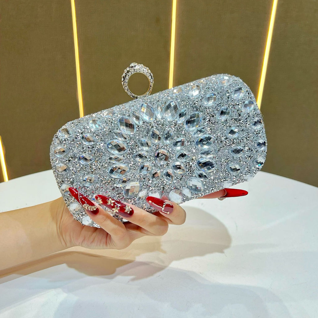 Women's Diamond Embellished Crossbody Clutch Bag | Chain Shoulder Bag