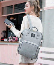 Load image into Gallery viewer, Waterproof Diaper Bag Backpack with USB Charging Port | Large Capacity Travel Nursing Bag for Moms &amp; Dads