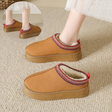 Load image into Gallery viewer, Women's Plush Half Slippers Snow Boots | Suede Warm Platform Ankle Flats