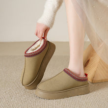 Load image into Gallery viewer, Women's Plush Half Slippers Snow Boots | Suede Warm Platform Ankle Flats