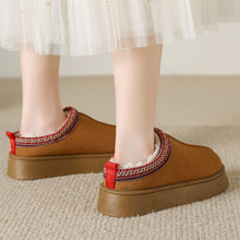Load image into Gallery viewer, Women's Plush Half Slippers Snow Boots | Suede Warm Platform Ankle Flats