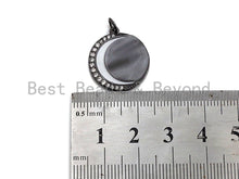 Load image into Gallery viewer, Enamel Crescent Moon Round Coin Pendant,CZ Micro Pave Oil Drop pendant, Enamel pendant,Enamel Jewelry,18x21mm,sku#F1036