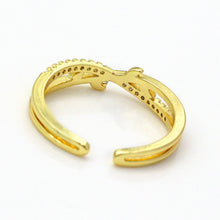 Load image into Gallery viewer, CZ Pave Gold Criss Cross Adjustable Ring, Sku#LD338