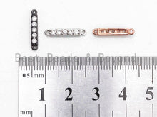 Load image into Gallery viewer, CZ Clear Micro Pave Small Bar Shaped Connector for Bracelet/Necklace, Cubic Zirconia Link Connector, 3x16mm, 1pc/2pcs, sku#A64