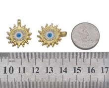 Load image into Gallery viewer, Gold CZ Enamel Evil Eye On Sunburst Charm, Sku#LX83