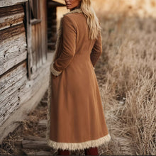 Load image into Gallery viewer, Women's Spring And Autumn Fashion Retro Suede Edge Solid Color Long Wind Jacket