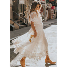 Load image into Gallery viewer, Summer Women Wear V neck Short Sleeve Lace Dress