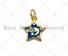 Load image into Gallery viewer, Gold Filled Colorful Enamel Five Star Shape Pendant,CZ Micro Pave 18K Gold Filled Moon Enamel Pendant,Enamel Jewelry,mm,Sku#LK344