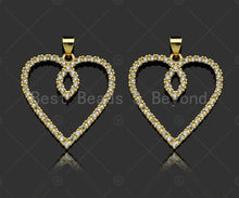Load image into Gallery viewer, Gold Filled CZ Micro Pave Heart Shape Pendant, 18K Gold Filled Charm, Necklace Bracelet Charm Pendant,26x28mm,Sku#LD94