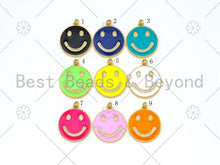 Load image into Gallery viewer, CZ Micropave Colorful Enamel Smiley Face Shape Pendant, 18K Gold Filled Smiley Face Charm, Necklace Bracelet Charm Pendant,24x28mm,Sku#ML51
