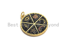 Load image into Gallery viewer, Pave CZ  Enamel Moon Star Heart Eye Rainbow Pendant, F935