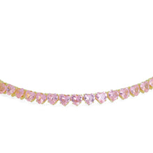 Load image into Gallery viewer, Gold Clear Pink Heart CZ Adjustable Choker Necklace, Sku#A33