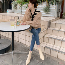 Load image into Gallery viewer, Women's Square Toe Elastic High Heel Boots - Chunky Heel Ankle Boots