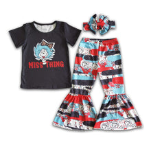 Load image into Gallery viewer, Miss thing cat black shirt bell bottom pants  baby kids boutique clothing