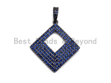 Load image into Gallery viewer, Colored CZ Micro Pave Hollow out Square Shape Pendant, Black/Cobalt/Fuchsia Color Square Frame Shape Pendant Charm, 30x40mm, sku#X57