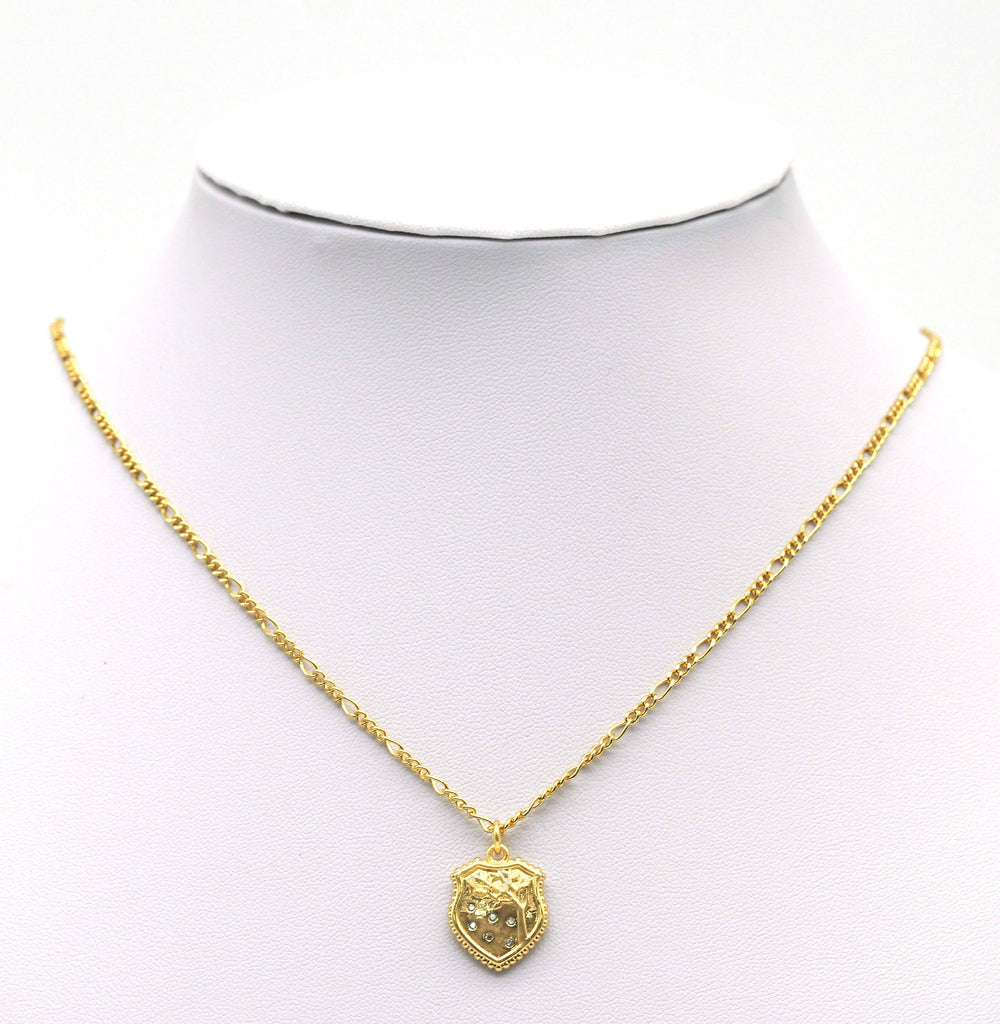 CZ Gold Tree On Shield Charm, Sku#F1479C