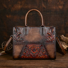 Load image into Gallery viewer, Embossed Patchwork Women's Bag – Large Capacity PU Leather Floral Handbag