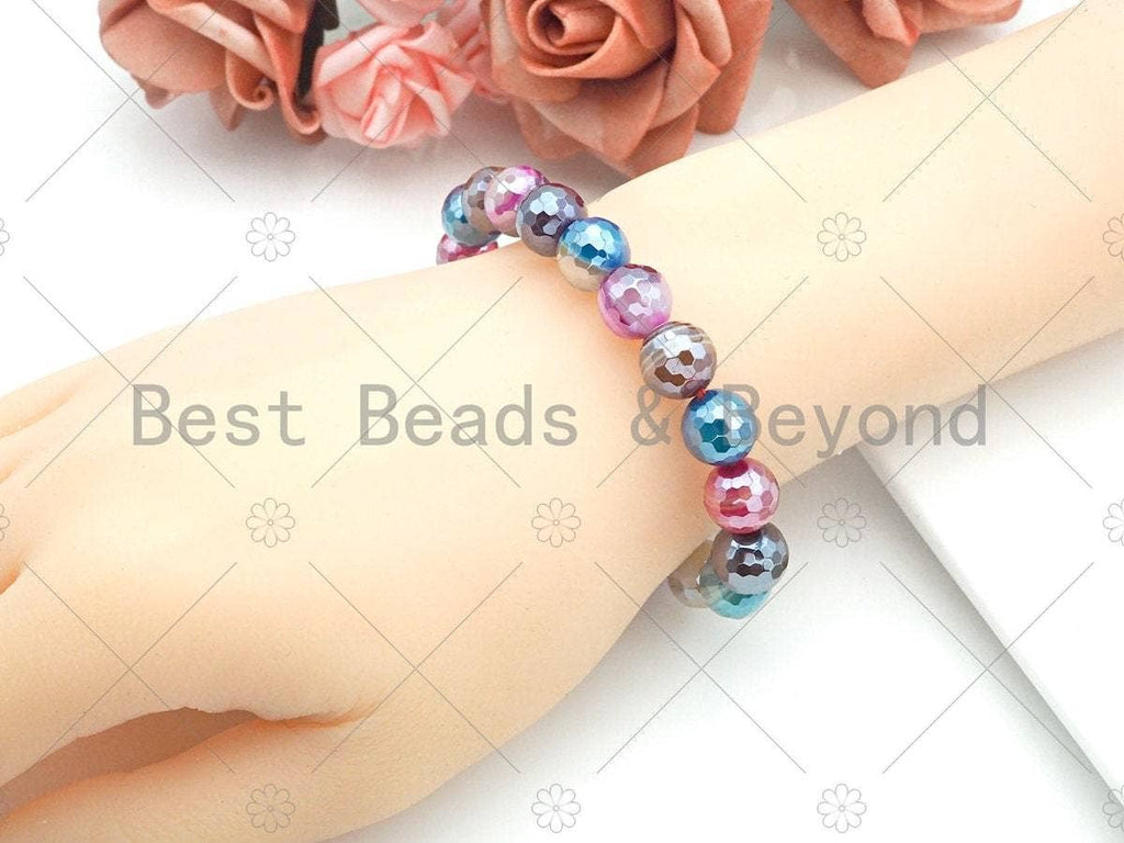 Mystic Multicolor Banded Agate Stretchy Bracelet