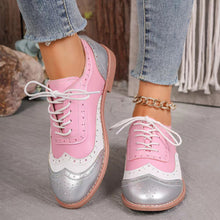 Load image into Gallery viewer, Women's Color-Block Lace-Up Flats Round Toe Casual Shoes – Plus Sizes
