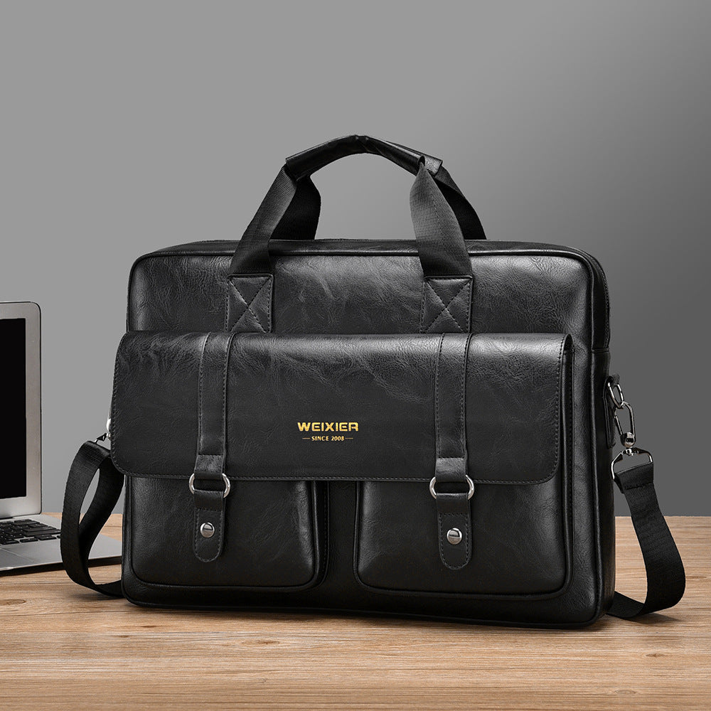 Men's Business Large-Capacity Shoulder Crossbody Briefcase | PU Leather Waterproof Bag