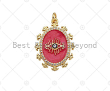 Load image into Gallery viewer, Gold Filled Evil Eye On Colorful Enamel Oval Shape Pendant, 18K Gold Filled Enamel Charm,Enamel Jewelry,20x27mm,Sku#L569
