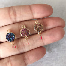 Load image into Gallery viewer, Gold/Silver Mystic Drusy Round Connector, sku#V24C