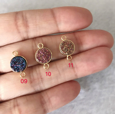 Gold/Silver Mystic Drusy Round Connector, sku#V24C