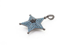 Load image into Gallery viewer, CZ Micro Pave 28x36mm Turquoise Star Pendant/Charm, Cubic Zirconia Pendant/Charm for Necklace Bracelet, Fashion Jewelry Findings, sku#F5