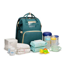 Load image into Gallery viewer, 3-in-1 Convertible Baby Diaper Backpack with Foldable Travel Crib &amp; USB Charging Port