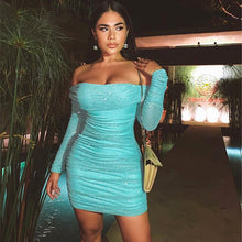 Load image into Gallery viewer, Women Sexy off-Shoulder Ruffle Hip Evening Dress Short Dress Summer
