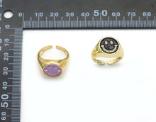 Load image into Gallery viewer, CZ Pave Enamel Smiley Face Ring, Sku#X363