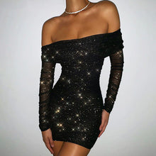 Load image into Gallery viewer, Women Sexy off-Shoulder Ruffle Hip Evening Dress Short Dress Summer