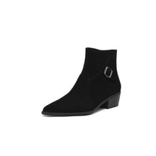 Load image into Gallery viewer, Women's Retro Chunky Heel Ankle Boots | Round Toe Satin Low-Top Fall Winter Boots