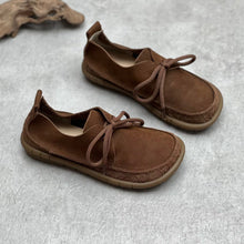 Load image into Gallery viewer, Women's Retro Leather Lace-Up Flats - Genuine Cowhide Casual Shoes