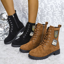 Load image into Gallery viewer, Women's Lace-Up Chunky Heel Ankle Boots | Round Toe Platform Winter Boots