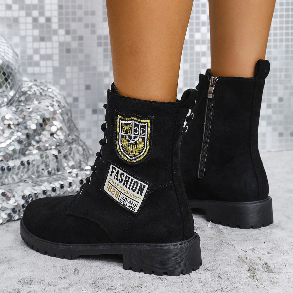 Women's Lace-Up Chunky Heel Ankle Boots | Round Toe Platform Winter Boots