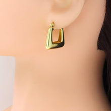 Load image into Gallery viewer, Plain Gold Silver Square Bag shape Hoop Earrings, Sku#A307