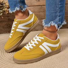 Load image into Gallery viewer, Women's Lace-Up Round Toe Flat Sneakers - PU Leather Casual Slip-On Walking Shoes
