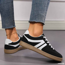 Load image into Gallery viewer, Women's Lace-Up Round Toe Flat Sneakers - PU Leather Casual Slip-On Walking Shoes