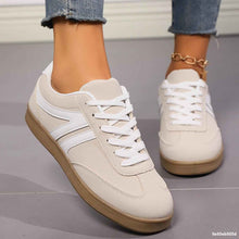 Load image into Gallery viewer, Women's Lace-Up Round Toe Flat Sneakers - PU Leather Casual Slip-On Walking Shoes