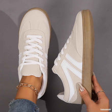 Load image into Gallery viewer, Women's Lace-Up Round Toe Flat Sneakers - PU Leather Casual Slip-On Walking Shoes